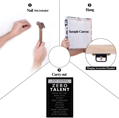 Vista 7 de Arte de pared motivacional Zero Talent Required - Póster de 10 claves del éxito, impresiones con citas positivas, decoración inspiradora de pared