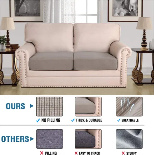 Vista 152 de H.VERSAILTEX - Fundas elásticas para cojín de sofá individual, fundas de asiento para silla de sofá, protector de cojín con tejido jacquard de sarga