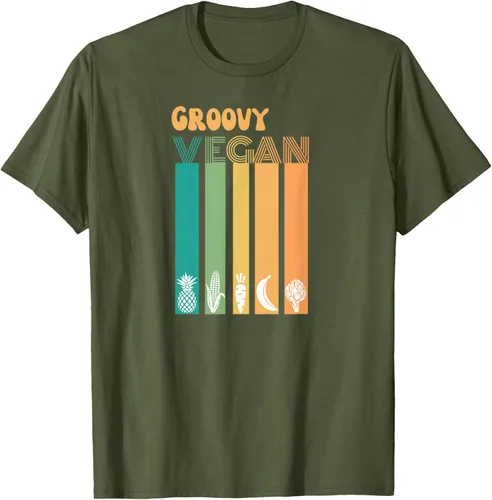 Vista 53 de Groovy Vegan Retro Vintage Cool Veggies 70 80 Flower Power Camiseta, Negro