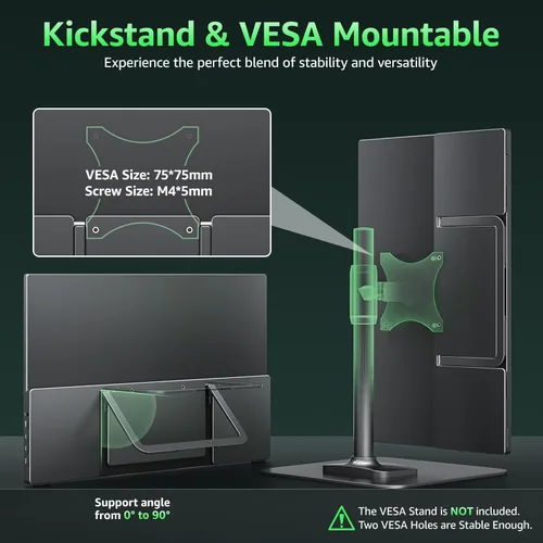 Vista 4 de cocopar Monitor portátil 15.6" 1080P 60Hz 85% sRGB IPS Monitor de viaje con USB-C HDMI Pantalla portátil para laptop MacBook Surface PC PS4/5