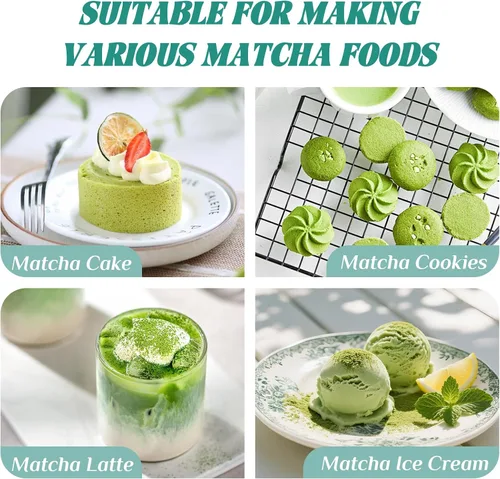 Vista 7 de Juego de batidor de matcha: juego de matcha con batidor de matcha de bambú y soporte de cerámica, cuchara de bambú+cuchara de madera, soporte