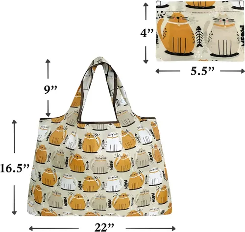 Vista 6 de allydrew Large Foldable Tote Nylon Reusable Grocery Bags