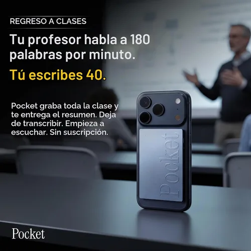 Vista 8 de Pocket Grabadora de voz AI, transcripción automática, tomador de notas AI Gris (Space Grey)