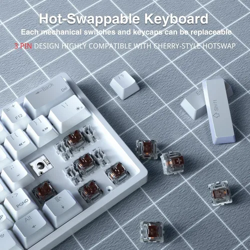 Vista 5 de SOLAKAKA Teclado y mouse inalámbricos RGB Bluetoothcableado2.4GHz