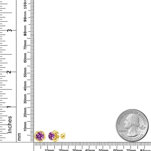 Vista 18 de Gem Stone King Aretes de plata de ley 925 de 0.236 in con piedra natal redonda para mujer