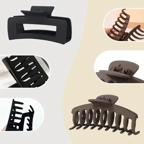 Vista 7 de Paquete de 6 pinzas para el cabello de 4 pulgadas para cabello grueso, pinzas de pelo mate grandes para mujeres, pinzas de plátano de sujeción fuerte