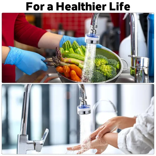 Vista 7 de Paquete de 3 filtros de agua para grifo del fregadero, purificador de agua montado en grifo giratorio 360° con 15 cartuchos de filtro, elimina