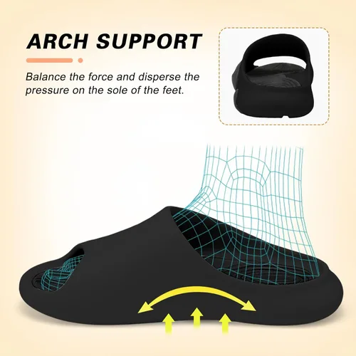 Vista 2 de Besroad Pantuflas de recuperación para hombre y mujer, sandalias de recuperación con soporte de arco, antideslizantes, cojín grueso, reduce