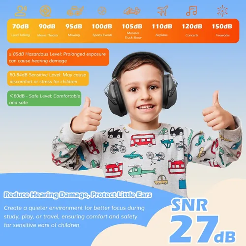 Vista 4 de ProCase Audífonos con Cancelación de Ruido para Niños Pequeños, Orejeras con Reducción de Ruido SNR 27dB, Protección Auditiva para Monster Jam