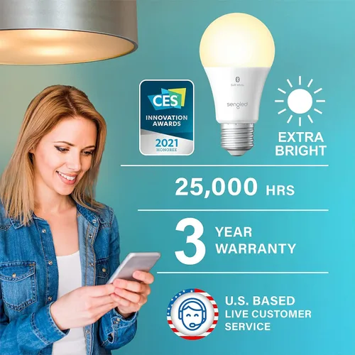 Vista 2 de Sengled Bombillas Alexa equivalentes a 100 W, bombillas inteligentes de malla Bluetooth de 1500 LM, bombillas inteligentes que funcionan solo