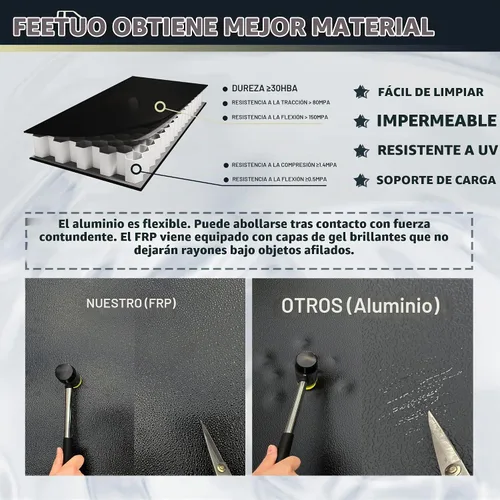 Vista 5 de FRP - Cubierta rígida de tres pliegues para Gladiator JT 2020-2026 de 5 pies/60.3 pulgadas para modelos con o sin el sistema de riel de cubierta