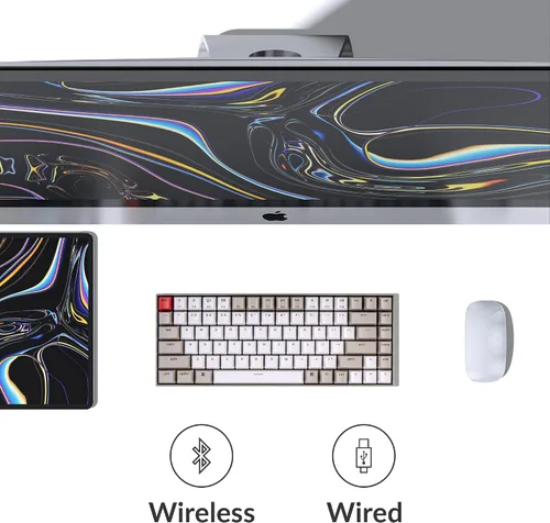 Vista 3 de Keychron K2 - Teclado mecánico con cable Bluetooth inalámbrico y USB para juegos con 75 % de diseño, interruptor rojo mecánico, compacto de 84