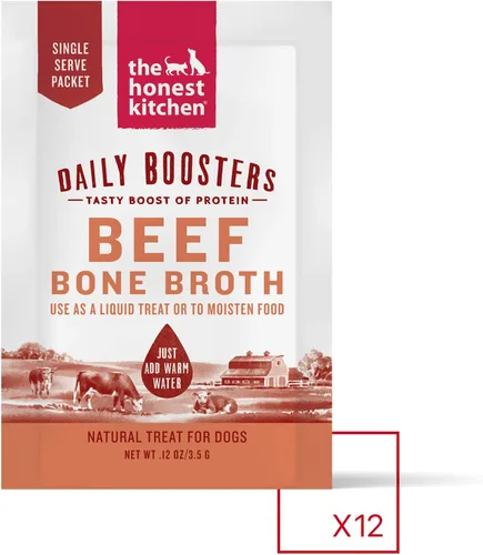 Vista 2 de The Honest Kitchen Daily Boosters: Caldo Instantáneo de Hueso de Carne con Cúrcuma para Perros, Sobres de 3.5g, Paquete de 12