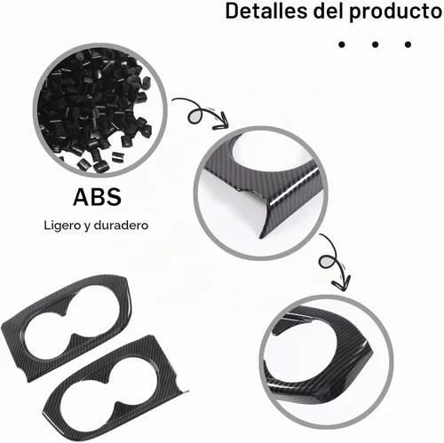 Vista 6 de 2 portavasos, cubierta de marco de panel para puerta trasera para Honda Pilot 2016-2022/Passport 2019-2023, material ABS automotriz 2ª fila asiento