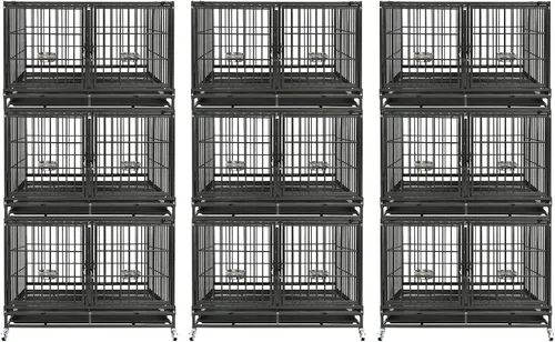 Vista 16 de Homey Pet Jaula apilable resistente de 37 pulgadas con ruedas para perros