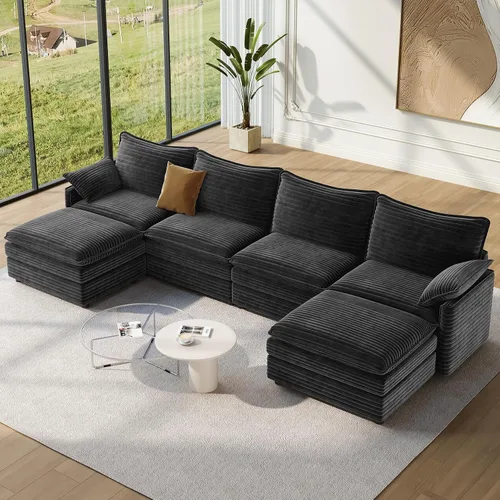 Vista 119 de Vesgantti Sofá modular de 108 pulgadas, cómodo sofá de nube con asiento profundo otomano movible, sofá modular en forma de L, sofás seccionales