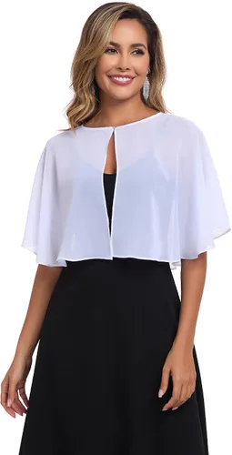 Vista 23 de TONGFANTFL Capelets de gasa para mujer, chal para vestido de noche Verde (Baby Green)