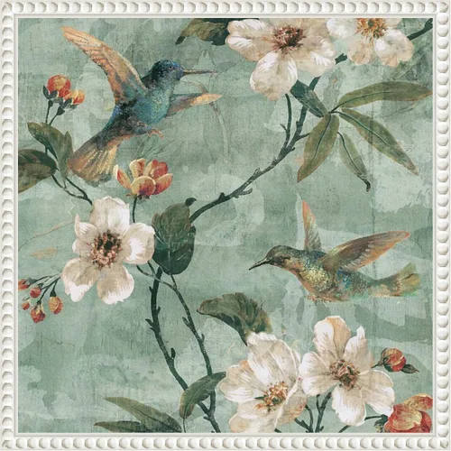 Vista 13 de Amanti Art Lienzo enmarcado para pared, 16 x 16 pulgadas, diseño floral de pájaros de una pluma II por Renee Campbell, lienzo enmarcado para pared