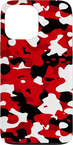 Vista 24 de iPhone 16 Negro + Blanco + Rojo Camuflaje Patrón Funda