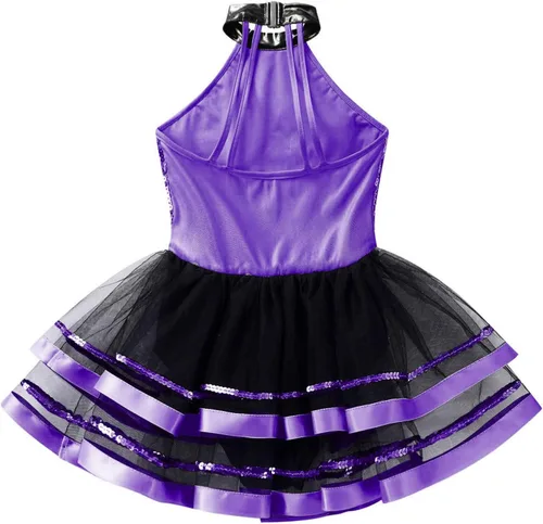 Vista 89 de CHICTRY Vestido tutú de ballet con lentejuelas brillantes para niñas y niñas, moderno disfraz de baile latino de jazz