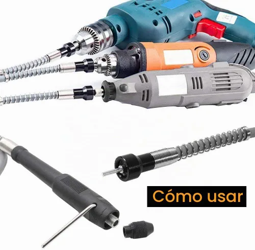 Vista 7 de Adaptador de eje flexible, accesorio flexible de extensión de eje de taladro sin llave, portabrocas para amoladora rotativa con llave - 0.126 in/1/8