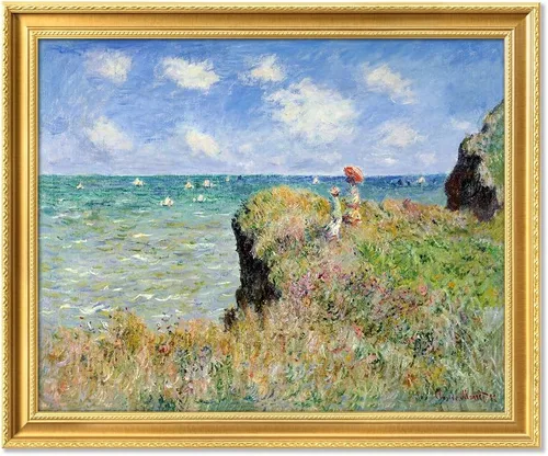 Vista 21 de IPIC - Reproducción artística de los lirios de agua de Claude Monet 1906, impresiones giclée coinciden con el marco dorado clásico, arte de pared