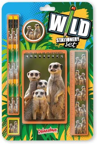 Vista 28 de Deluxebase Wild Stationery Set - Mariposa de animales de papelería con 2 lápices, borrador, sacapuntas, regla y lindo cuaderno. Suministros