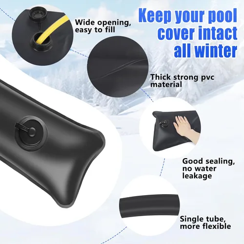 Vista 5 de 10 paquetes de bolsas de agua para piscina de 0.6 mm de espesor con pesas para cubierta de piscina en las esquinas, tubos de agua para piscina