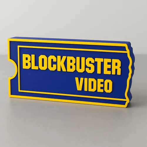 Vista 7 de 3D Impreso Blockbuster Video Logo Signo Retro 90s Sala de Películas Decoración Exhibición