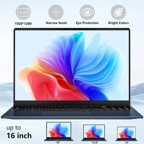 Vista 4 de FUNYET Portátil para Juegos, Computadora Portátil 2025, Laptop de 16 Pulgadas Win 11 Pro, 16GB RAM 1TB SSD, Procesador N150 (hasta 3.6GHz), Teclado