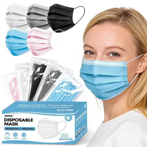 Vista 11 de NNPCBT 100 unidades de mascarillas desechables negras de 3 capas con filtro de protección