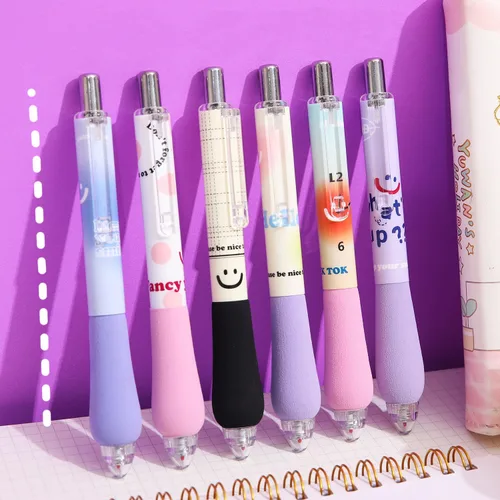Vista 5 de 6 bolígrafos de gel kawaii, bolígrafos de gel retráctiles, bolígrafo coreano de punta fina, bolígrafo de escritura suave 0.5, tinta de secado