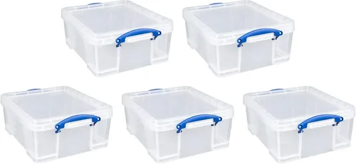 Vista 13 de Really Useful Box - Contenedores de plástico para almacenamiento de 17 litros con tapas de cierre y clip, transparentes