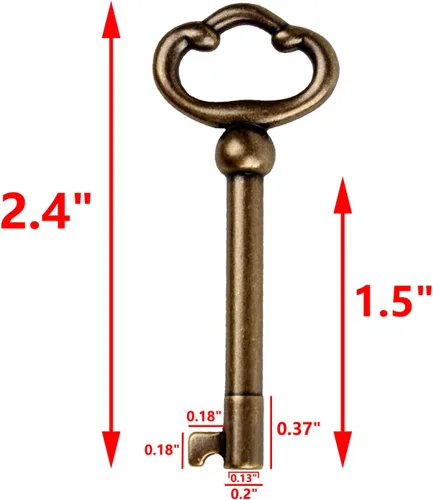 Vista 2 de KY-2AB - Llave de esqueleto de barril hueca chapada en latón antiguo, llave de esqueleto universal para gabinetes, curio, cajas de joyería