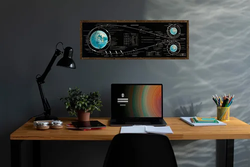 Vista 2 de Póster del plan de vuelo del Apolo 11 – Póster espacial de carta de aterrizaje lunar – Arte de pared grande para espacio exterior / decoración