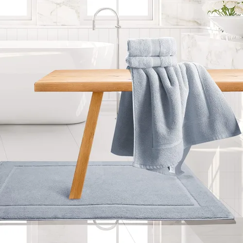 Vista 2 de Hearth & Harbor Juego de 4 toallas de baño 100% algodón hilado en anillo, toallas de baño ultrasuaves y altamente absorbentes, color azul hielo