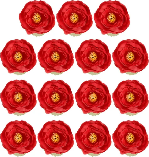 Vista 9 de PATIKIL Cabeza de flores artificiales, 15 cabezas de flores falsas, cabezas de peonía de seda a granel, flores de simulación para ramos de flores