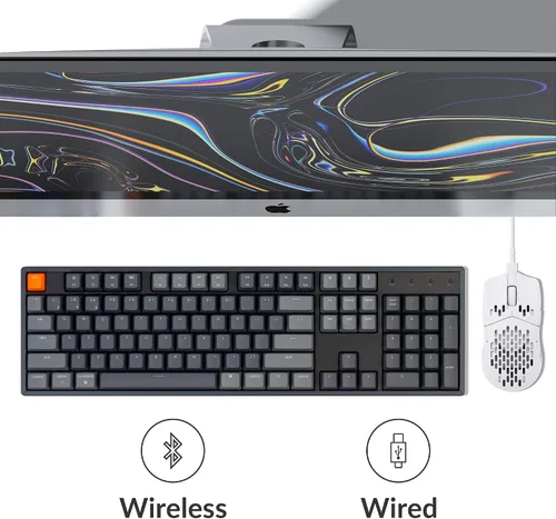 Vista 3 de Keychron K10 - Teclado mecánico para juegos con cable Bluetooth inalámbrico y USB de 104 teclas para Mac con interruptor Gateron G Pro marrón