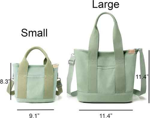 Vista 4 de Pequeña bolsa cruzada de lona con múltiples bolsillos, mini bolso casual para mujer