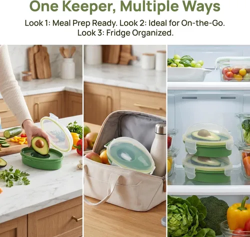 Vista 3 de DOITOOL Aguacate Keeper, contenedor de almacenamiento de aguacates, soporte reutilizable para ahorrador, recipiente de silicona para refrigerador