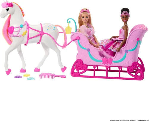 Vista 5 de Barbie en el Cascanueces Tierra de Dulces Caballo y Trineo
