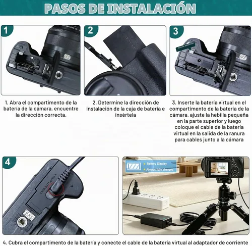 Vista 4 de DR-E12 Acoplador DC LP-E12 Batería ficticia ACK-E12 Kit adaptador de corriente de CA