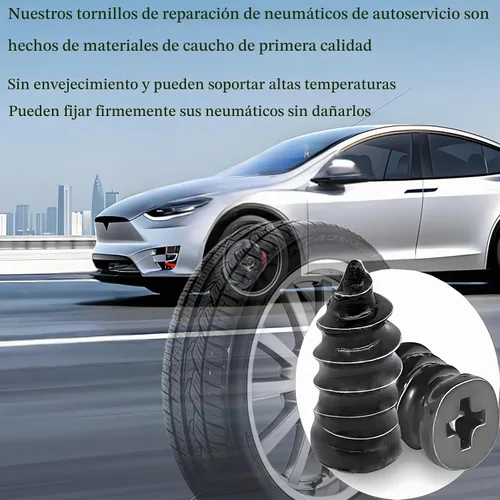 Vista 5 de PINKJOY Juego de clavos de reparación de neumáticos de 60 piezas con tornillos autoperforantes de goma, herramienta de reparación de neumáticos