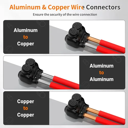 Vista 4 de Joinfworld Conector de Derivación Múltiple Aislado de 2 Puertos 1/0-14 AWG Conectores de Cable de Aluminio a Cobre Conectores de Cable Eléctrico