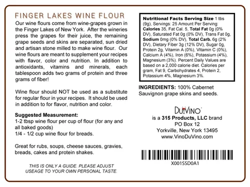 Vista 2 de Cabernet Sauvignon - Harina de vino/vino en polvo hecha 100% a partir de pieles y semillas de uva cultivadas en la región vinícola de Nueva York