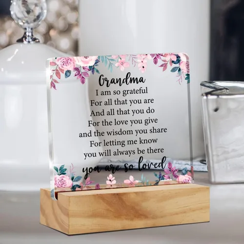 Vista 5 de Regalo de la abuela: letrero de placa de escritorio con soporte de madera, regalo de recuerdo