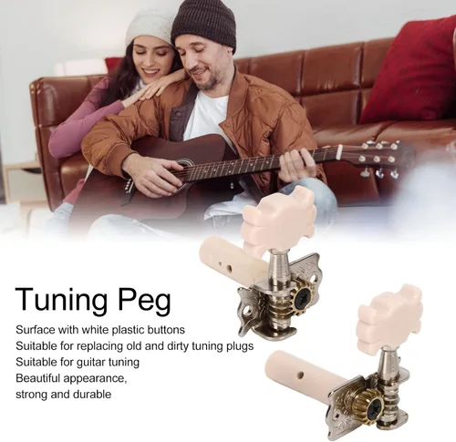 Vista 3 de Paquete de 6 clavijas de afinación de guitarra clásica, afinador de metal 3L3R para reemplazo, afinadores de un solo agujero para guitarra clásica
