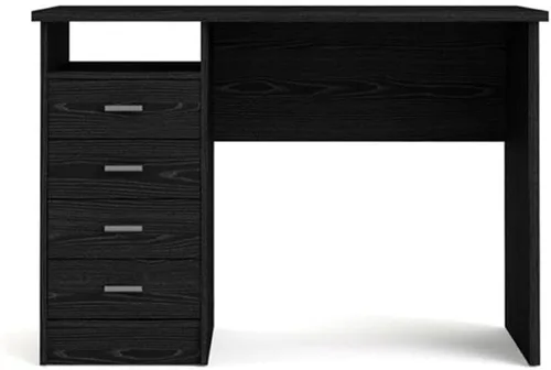 Vista 4 de Tvilum Escritorio con 4 cajones, grano de madera negro