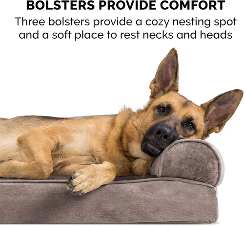 Vista 10 de Furhaven Cama para perro de espuma viscoelástica para perros medianos y pequeños con cojines extraíbles y funda lavable, para perros de hasta 35