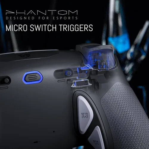 Vista 5 de HEXGAMING PHANTOM Pro Controller with 4 Remappable Buttons, 6 Remapping Profiles, 8 Interchangeable Analog Stick, and Adjustable Triggers Compatible